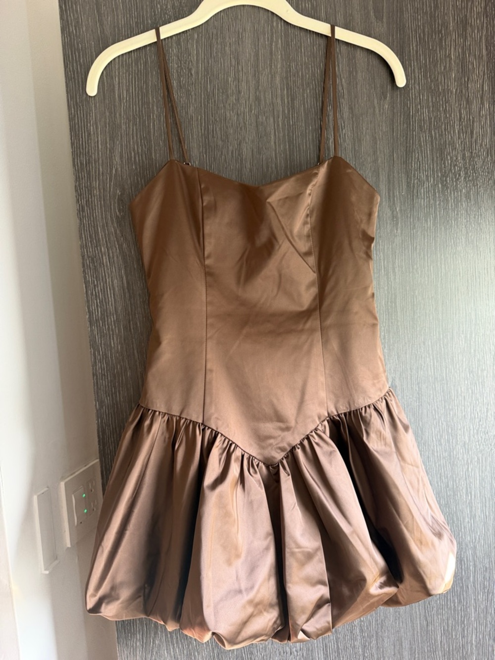 Lioness womens Brown Satin Mini Dress, size XS, only worn once! Great condition - Picture 7 of 10